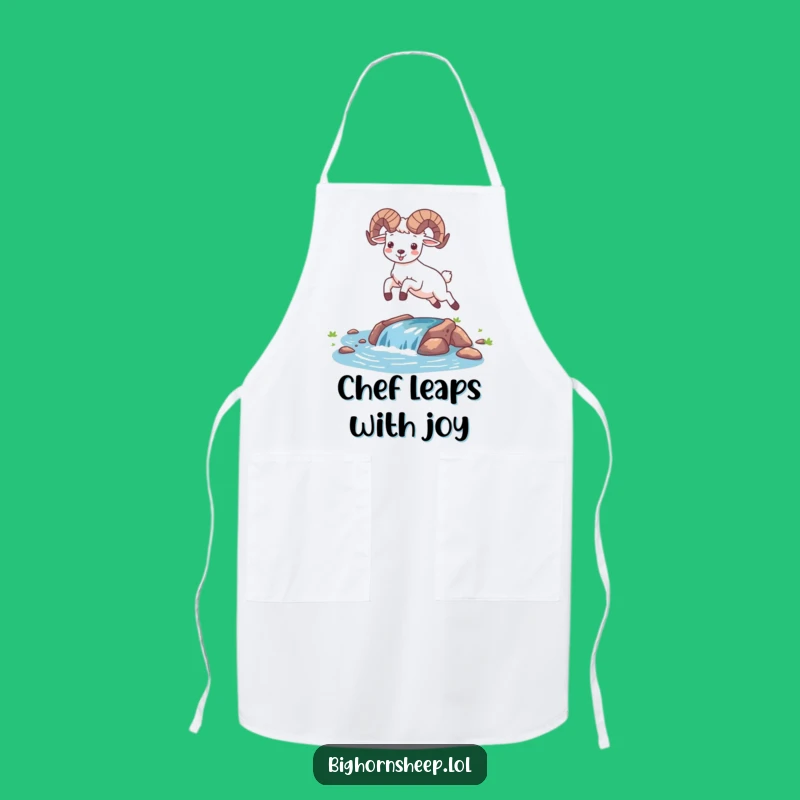 Funny Happy Bighorn Sheep Leaping Apron - Joyful Kitchen Gift