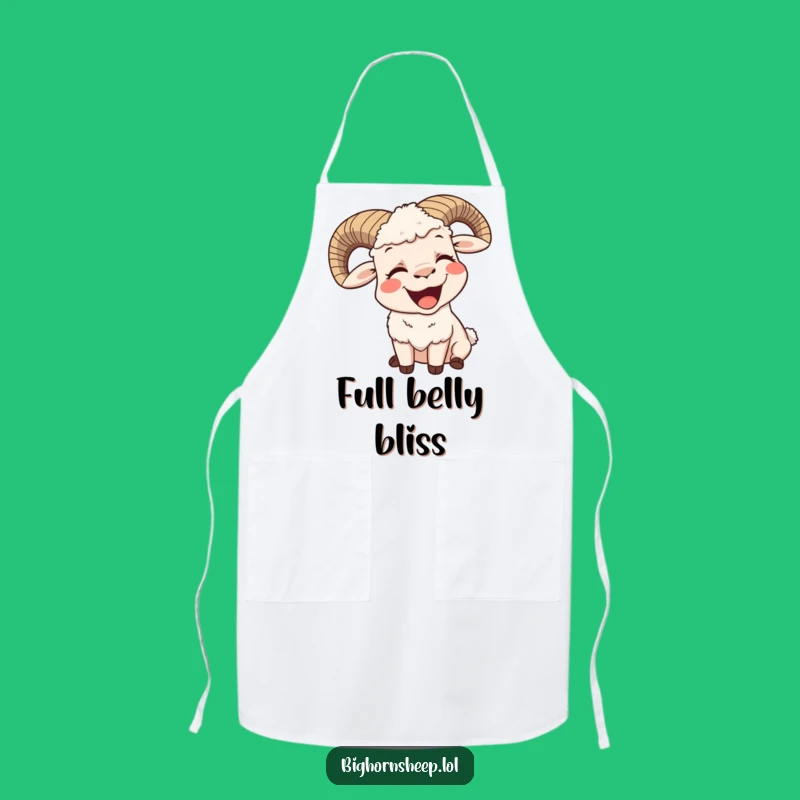Funny Contented Bighorn Sheep Yawn Apron - Relaxed Humor Kitchen Gift