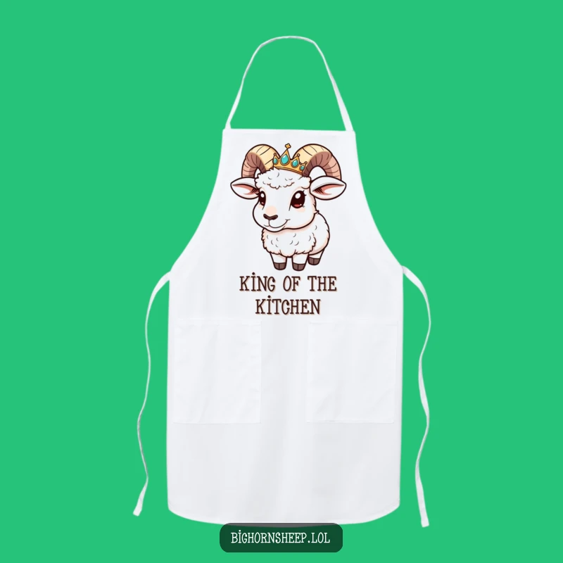 Funny Bighorn Sheep Crown Slide Apron - Kitchen Humor Chef Accessory