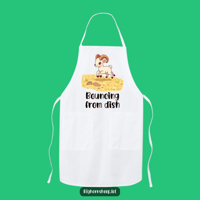 Funny Bounding Bighorn Sheep Cub Apron - Energetic Kitchen Fun!