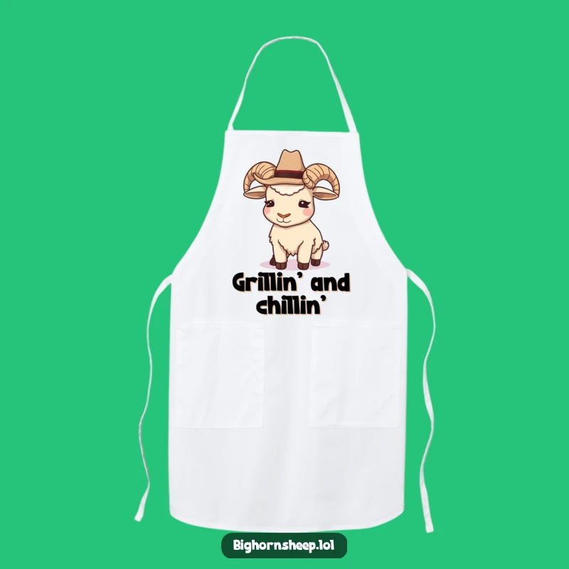 Funny Cowboy Bighorn Sheep Apron - Winking Chef's Helper Rancher Gift