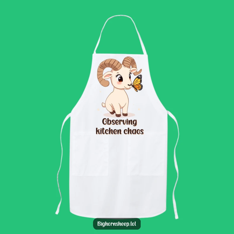 Funny Quizzical Bighorn Sheep Apron - Culinary Curiosity & Humor!