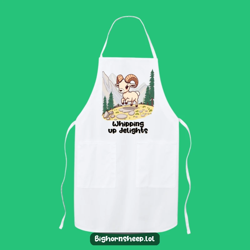 Funny Skipping Bighorn Sheep Apron, Playful Hilarious Gift for Kitchen Adventures