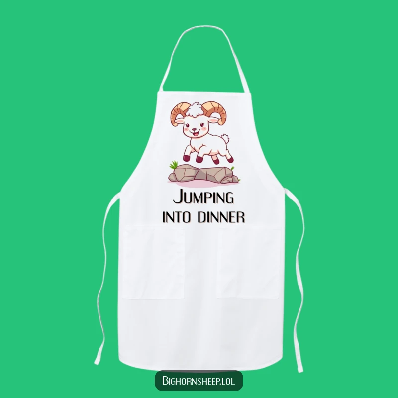 Funny Joyful Bighorn Sheep Apron - Leaping Chef Design