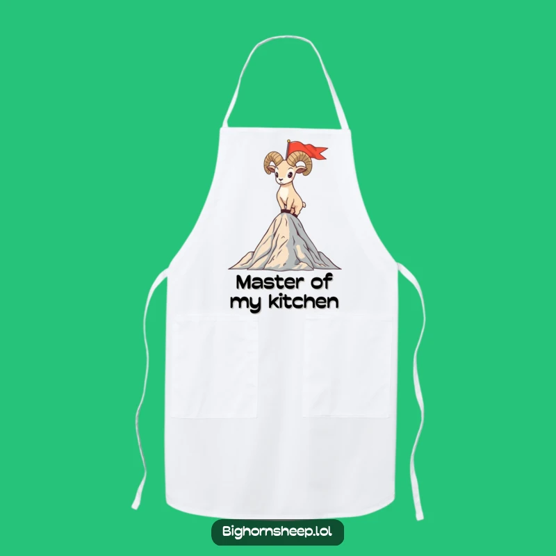 Funny Bighorn Sheep Flag Peak Apron - Proud Mountain Conqueror Humor Kitchen Gift