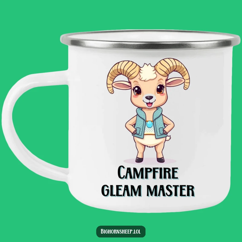 Funny Bighorn Sheep Sparkly Vest Camping Mug: Adventure with Humor and Shine!