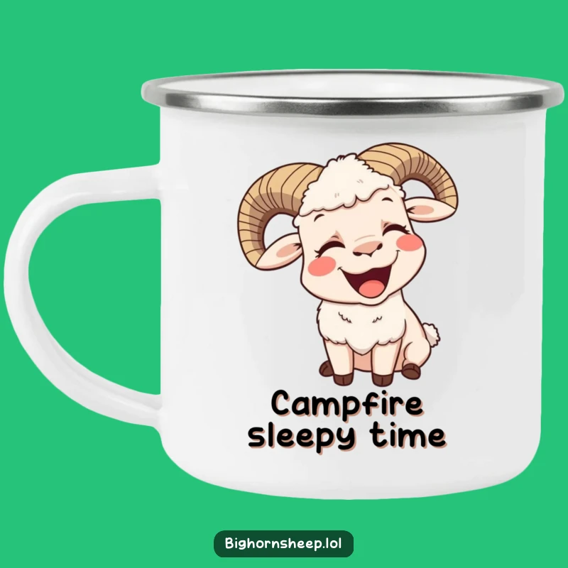 Funny Contented Bighorn Sheep Yawn Camping Mug - Relaxed Humor Outdoors Gift