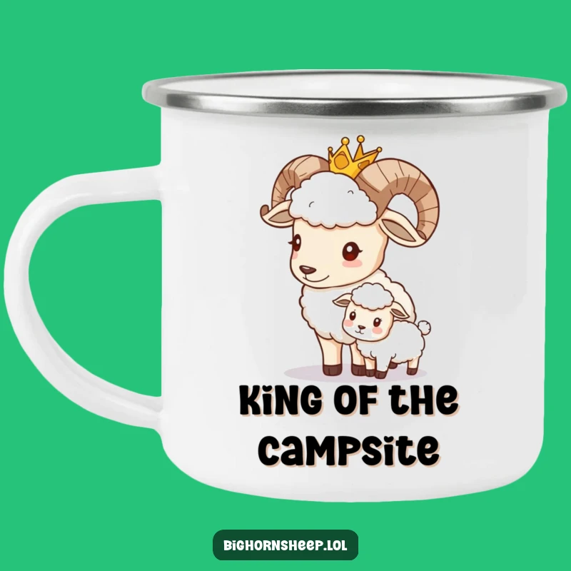Funny Bighorn Sheep King Camping Mug: Regal Sips for Outdoor Rulers