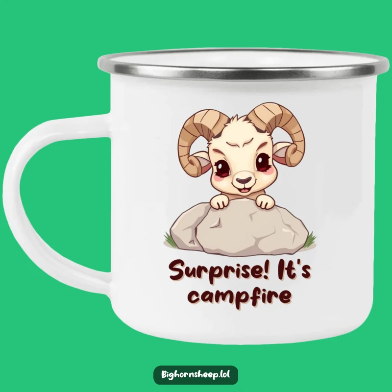 Funny Bighorn Sheep Mischief Camping Mug - Peek-a-Boo Surprise Outdoor Gift