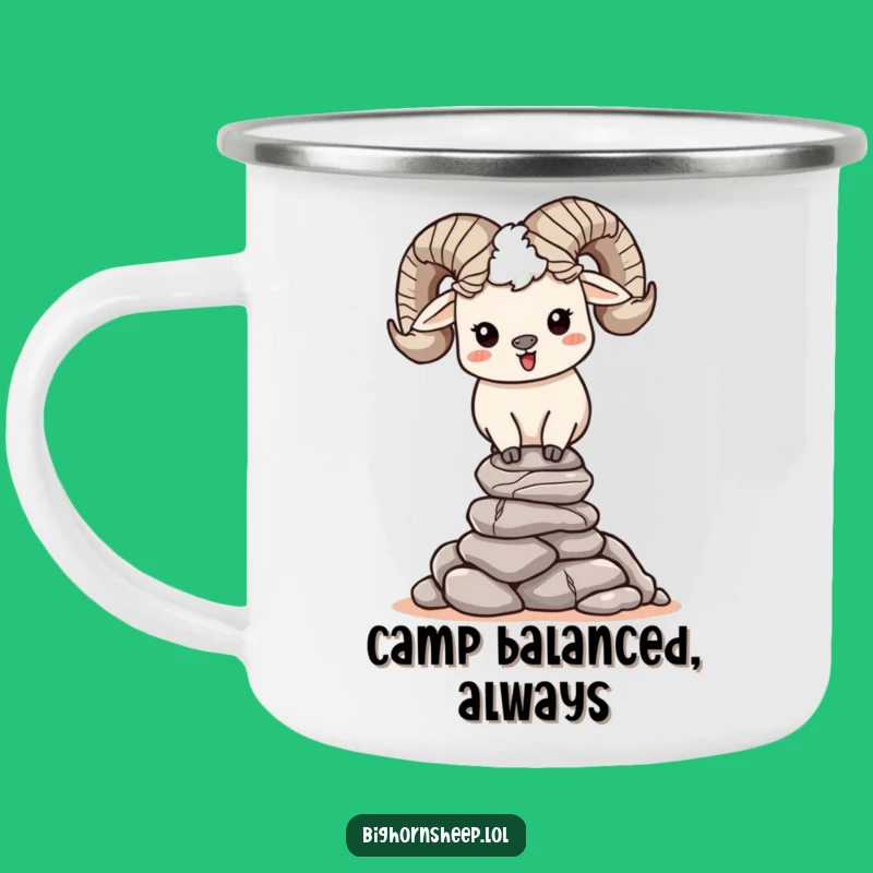 Funny Bighorn Sheep Rock Stacking Camping Mug - Happy Balance Outdoor Gift