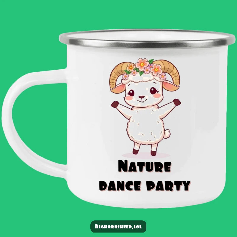 Funny Dancing Bighorn Sheep Flower Crown Camping Mug - Joyful Adventure Drinkware