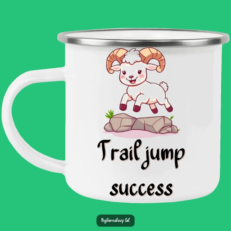 Funny Joyful Bighorn Sheep Camping Mug - Leaping Design