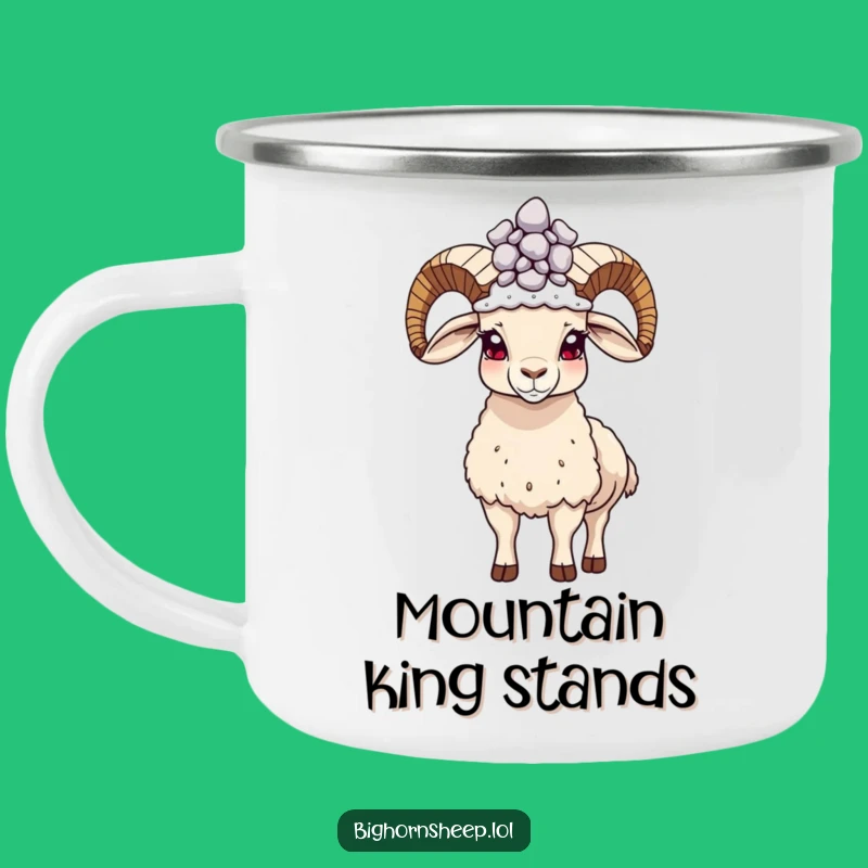 Funny Bighorn Sheep Pebble Crown Camping Mug: Adventure with Pride!
