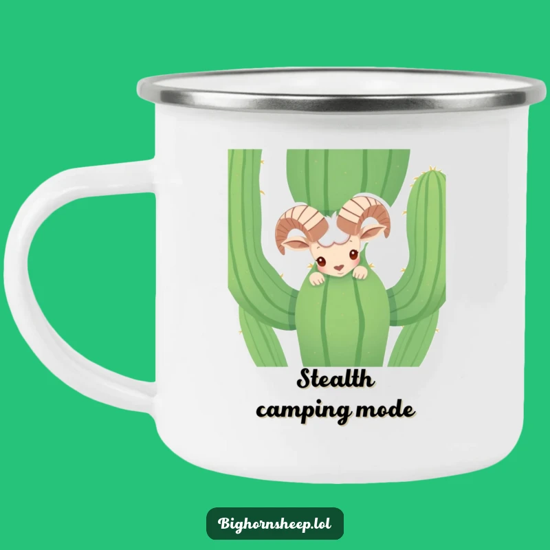 Funny Shy Bighorn Sheep Cactus Camping Mug - Desert Adventure Humor Gift