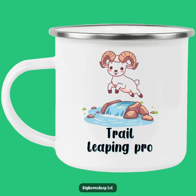 Funny Happy Bighorn Sheep Leaping Camping Mug - Outdoor Adventure Gift