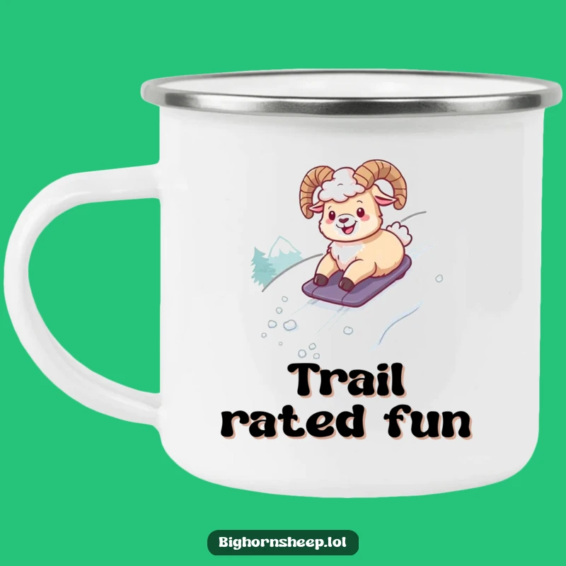 Funny Giggling Bighorn Sheep Camping Mug - Hilarious Snowy Adventure Outdoors Gift