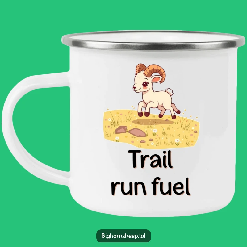 Funny Bounding Bighorn Sheep Cub Camping Mug - Adventure & Energy!