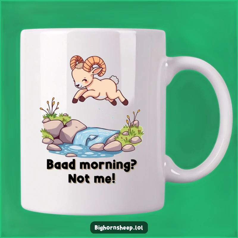 Funny Bighorn Sheep Cub Leaping Mug, Perfect Hilarious Gift for Animal Lovers