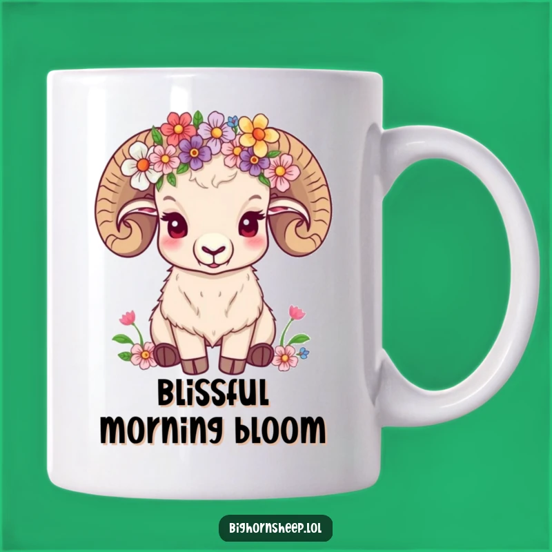 Funny Content Sheep Flower Crown Mug, Peaceful Animal Art, Perfect Funny Gift