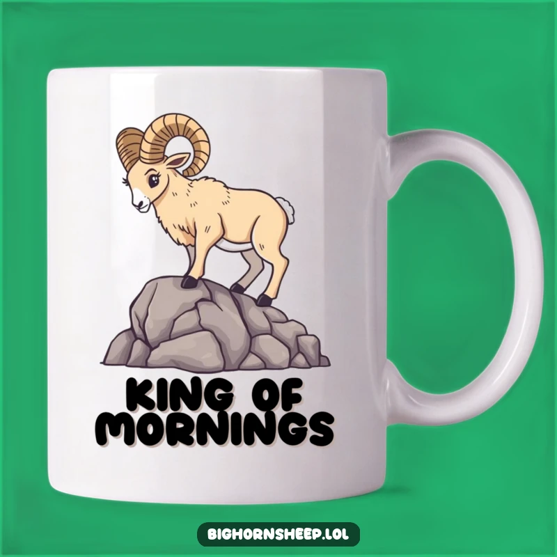 Dramatic Bighorn Sheep Mug - Majestic Pose for a Funny, Regal Gift
