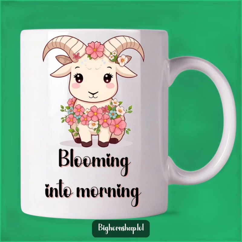 Funny Bighorn Sheep Floral Mug: Serene Gift for Peaceful Moments