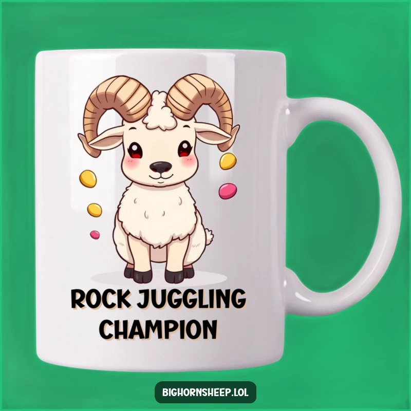 Funny Bighorn Sheep Juggling Pebbles Mug, Hilarious Animal Art, Perfect Funny Gift