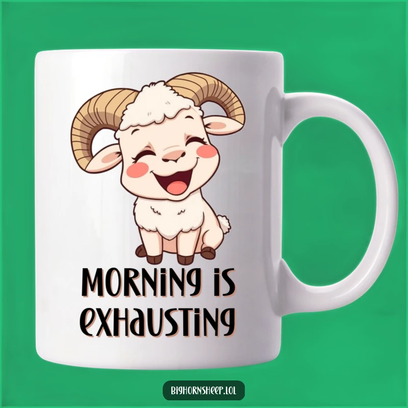 Funny Contented Bighorn Sheep Yawn Mug - Relaxed & Happy Humor Gift