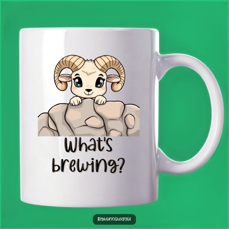Funny Curious Bighorn Sheep Mug - Wide-Eyed Explorer Gift for Nature Lovers