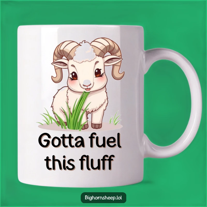 Funny Happy Bighorn Sheep Mug, Cheerful Hilarious Gift for Grass Loving Folks