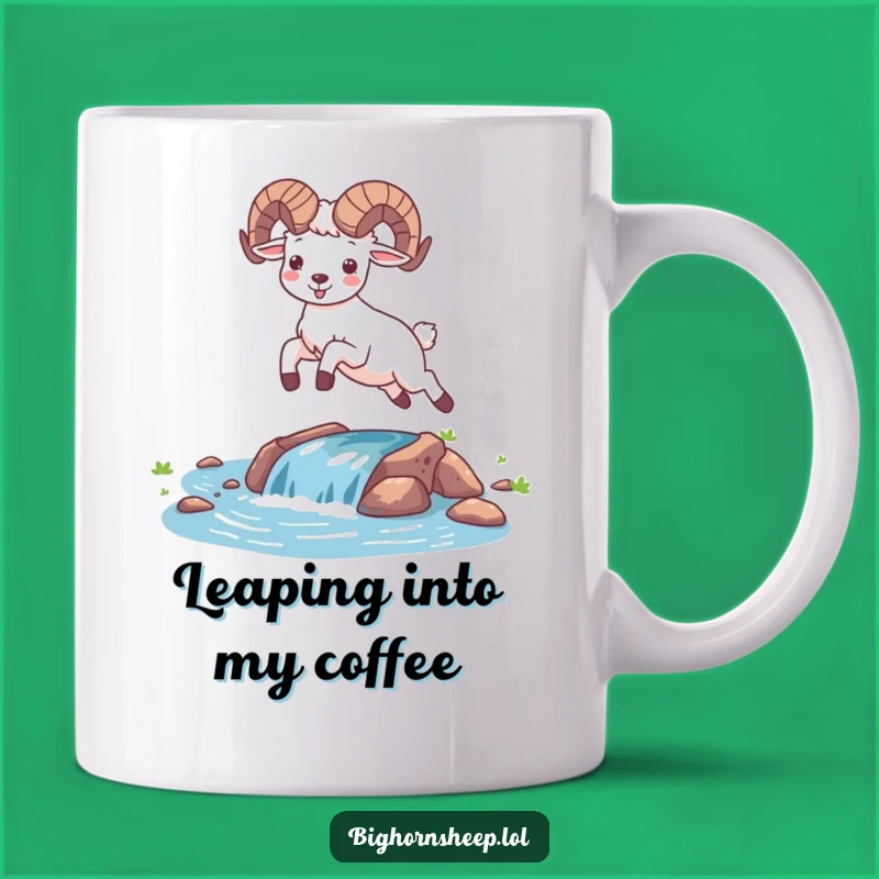 Funny Happy Bighorn Sheep Leaping Mug - Joyful Desert Animal Coffee Gift