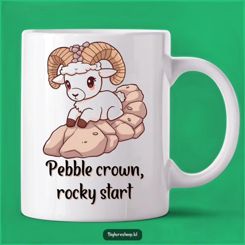 Funny Bighorn Sheep Pebble Crown Mug - Hilarious Rocky Descent Gift