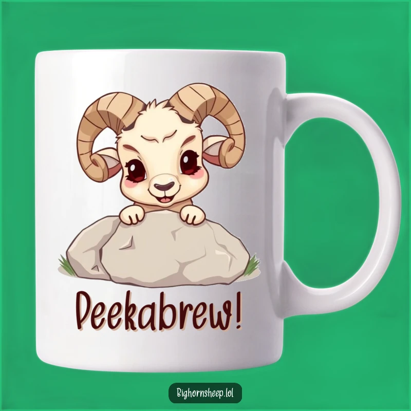 Funny Bighorn Sheep Mischief Mug - Peek-a-Boo Boulder Surprise Gift