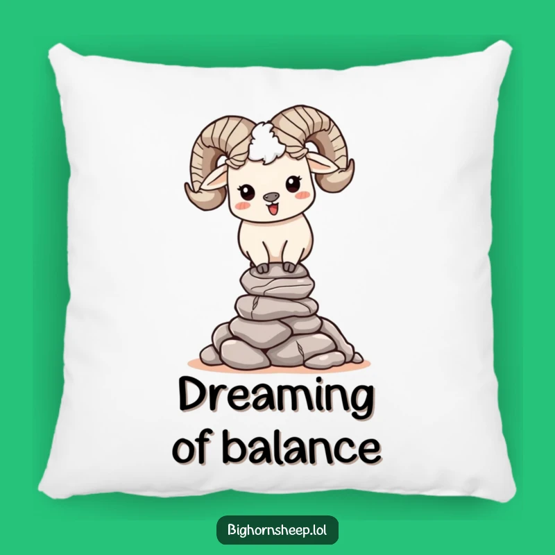 Funny Bighorn Sheep Rock Stacking Pillow - Cozy Calm Character Cushion Gift