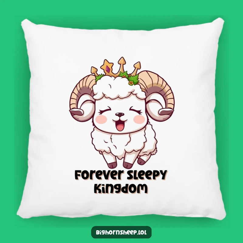 Funny Sleepy Bighorn Sheep Moss Crown Pillow: Snuggle Up with Sweet Dreams!