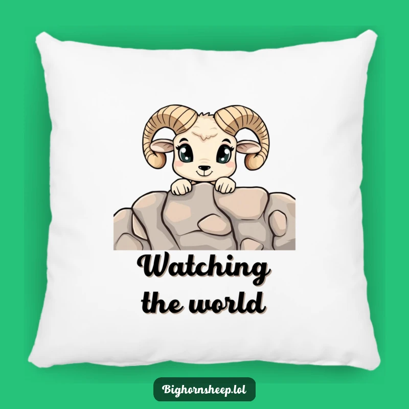 Funny Curious Bighorn Sheep Pillow - Cozy Wide-Eyed Explorer Cushion Gift
