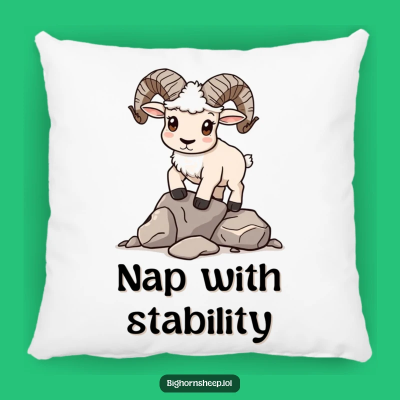Funny Determined Bighorn Sheep Balancing Rocks Pillow - Cozy Comical Cushion