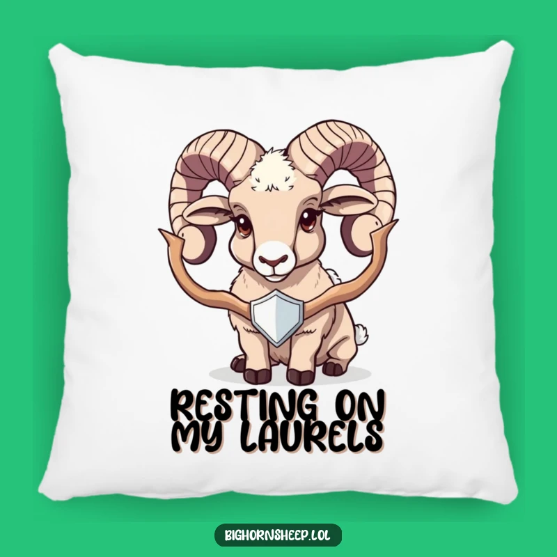 Funny Trophy Bighorn Sheep Pillow: Plush Comfort with Victorious Humor!