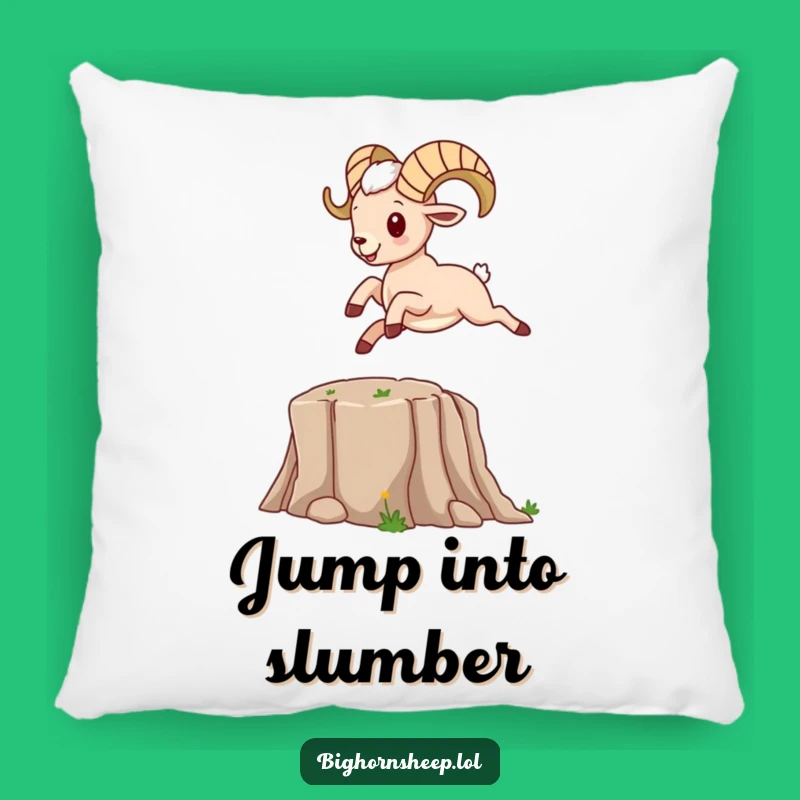 Funny Bighorn Sheep Leaping Canyon Pillow an Energetic Gift