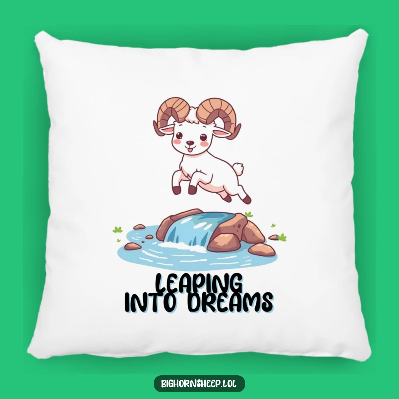 Funny Happy Bighorn Sheep Leaping Pillow - Comfy & Cheerful Accent