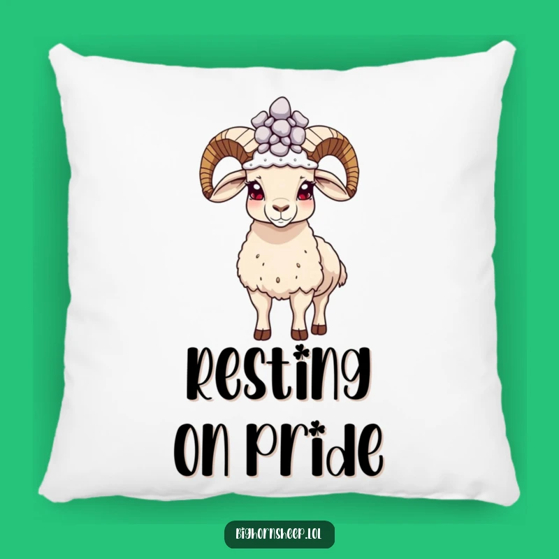 Funny Bighorn Sheep Pebble Crown Pillow: Rest on Pride and Comfort!