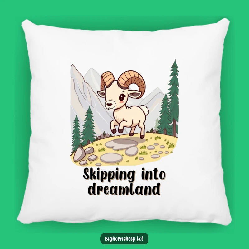 Funny Skipping Bighorn Sheep Pillow, Cozy Hilarious Gift for Playful Comfort