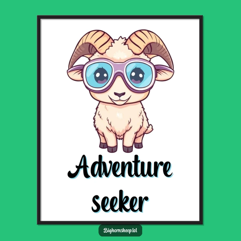 Funny Bighorn Sheep Goggles Digital Art - Adventurous Explorer Humorous Wall Decor Gift