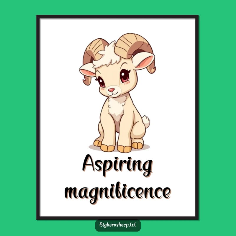 Funny Wobbly Bighorn Sheep Cub Digital Art - Instant Effort Decor!