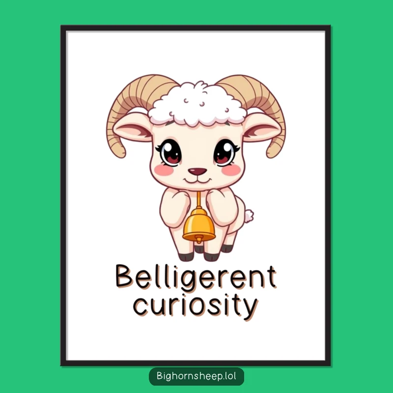 Funny Bighorn Sheep Bell Digital Art - Curious Eyes Print