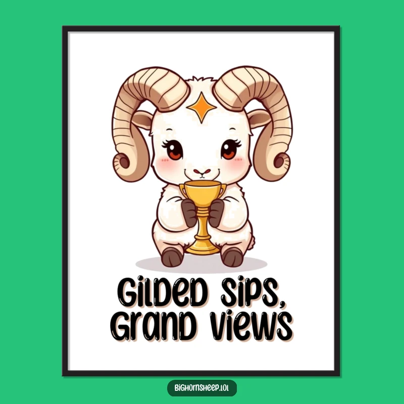 Funny Bighorn Sheep Chalice Digital Art: Bring Regal Humor to Your Space!
