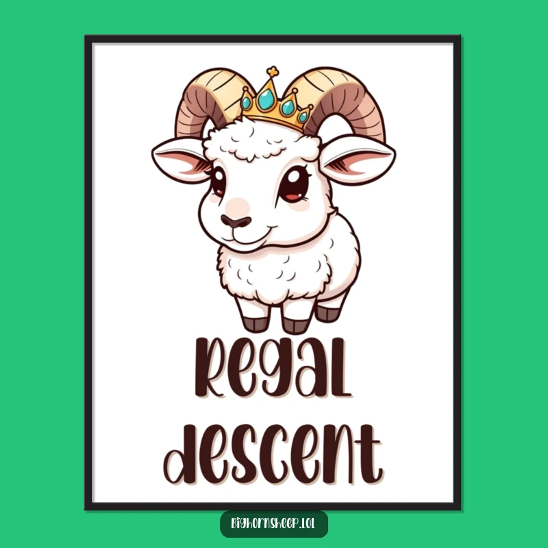 Funny Bighorn Sheep Crown Slide Digital Art - Instant Hilarious Download