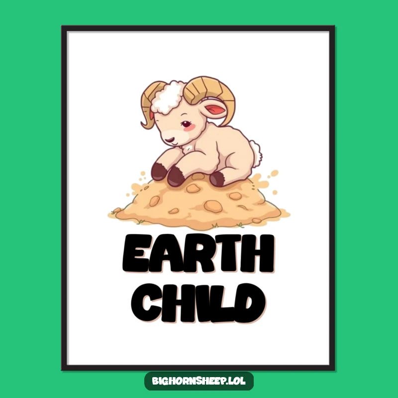 Funny Bighorn Sheep Cub Rolling Digital Art - Instant Hilarious Wall Decor!
