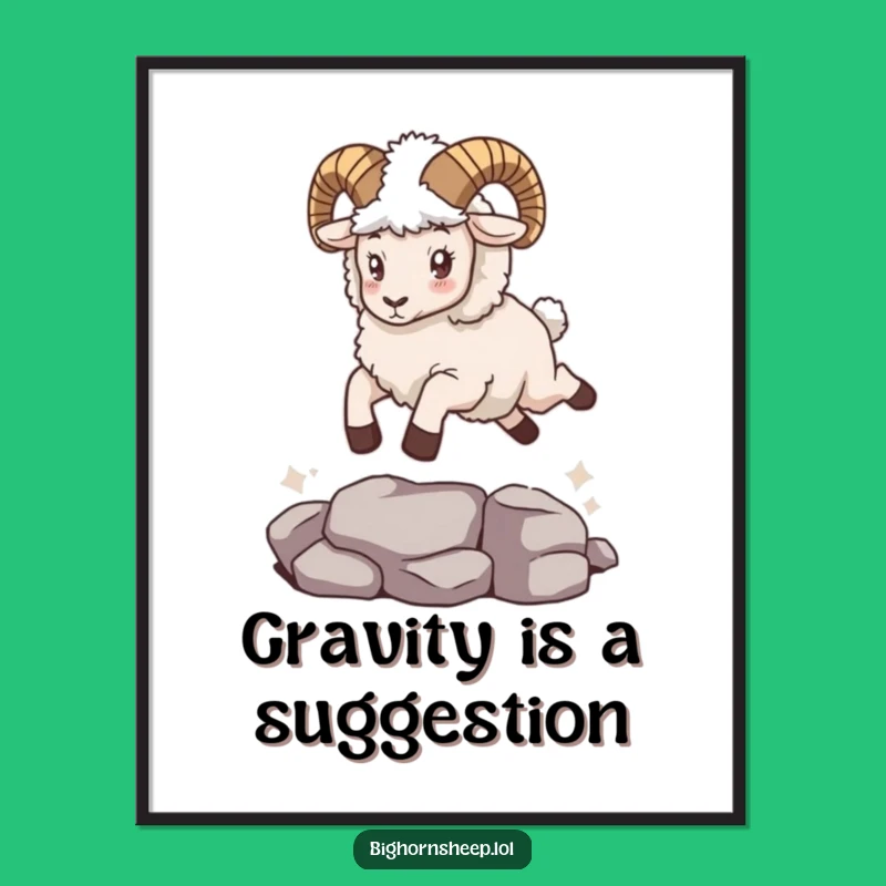 Funny Bighorn Sheep Leaping Digital Art: Instant Humor for Your Walls