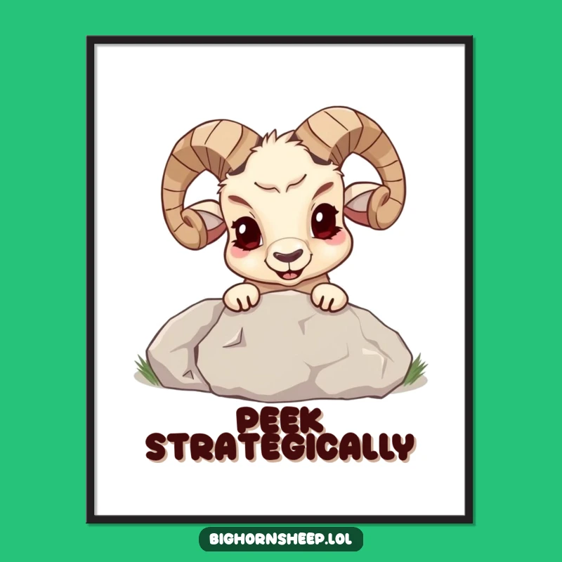 Funny Bighorn Sheep Mischief Digital Art - Peek-a-Boo Boulder Decor Gift