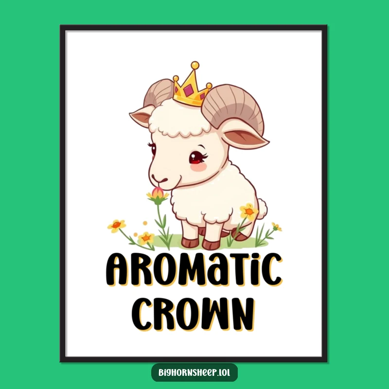 Funny Crowned Sheep Digital Art: Charming Printable Decor for Nature Lovers!